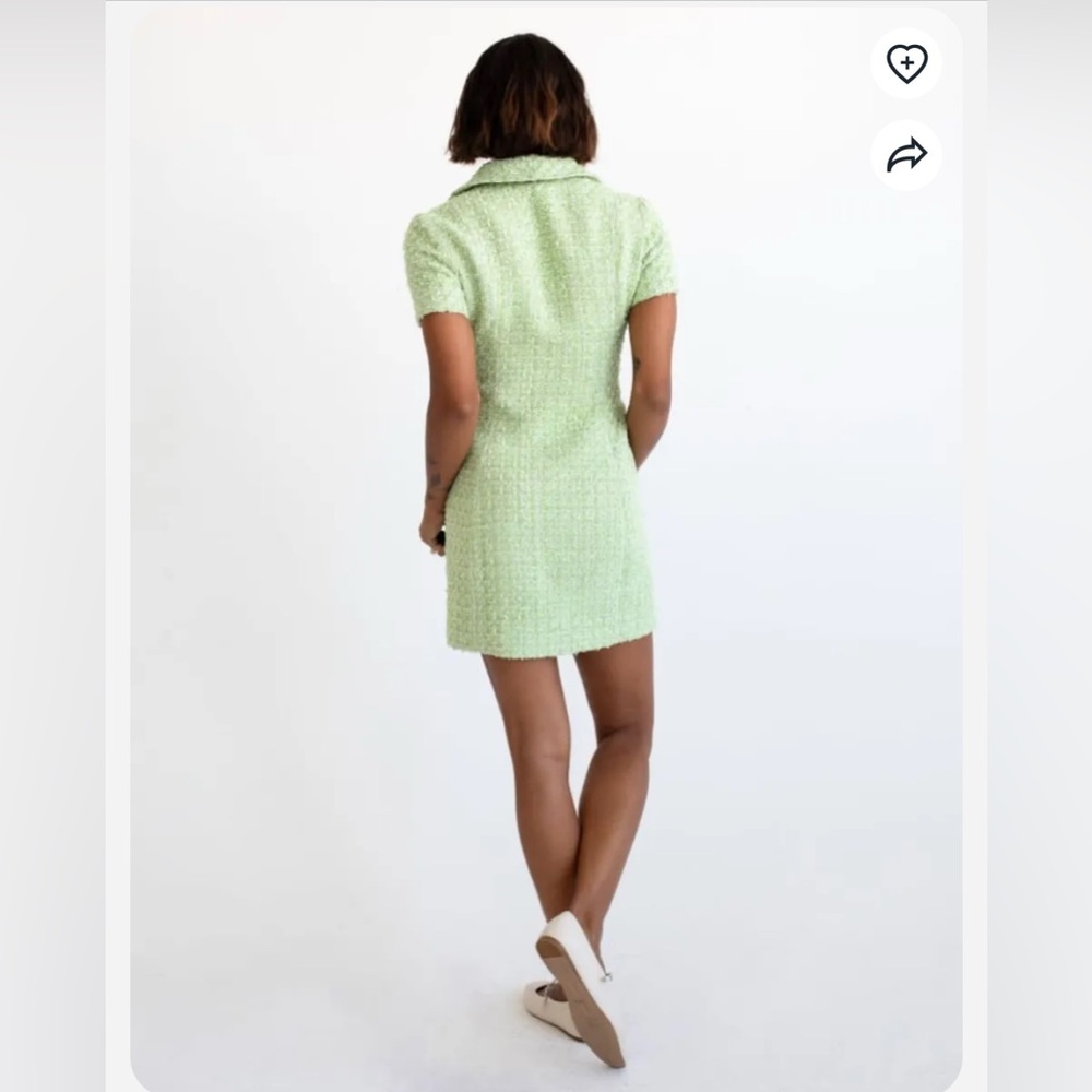 Rumored Light Green Tweed Mini Dress - Picture 3 of 9